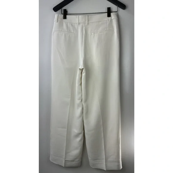 Banana Republic Relaxed Trouser Pleated Wide Leg Pockets Cream Women's Size 10 - Picture 9 of 14